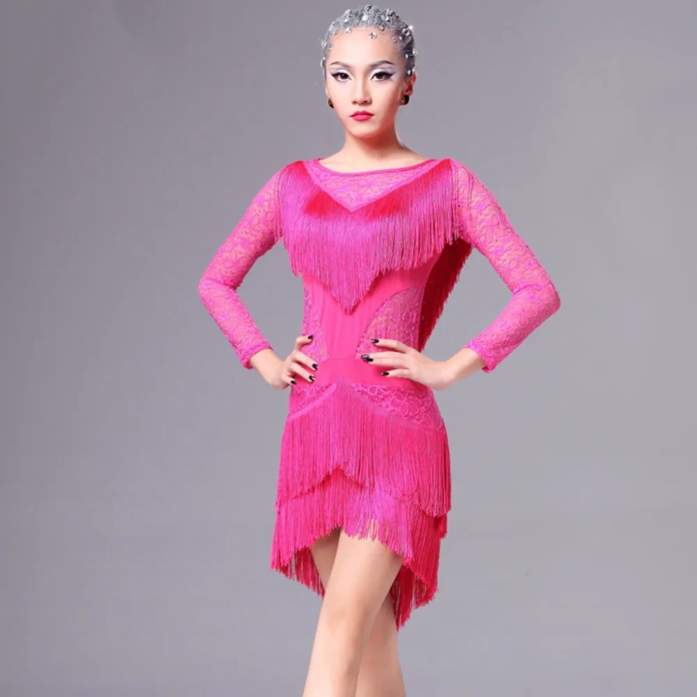 Женское платье для латиноамериканских танцев юбка розового и черного цвета с