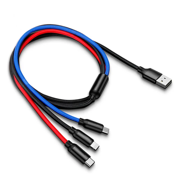 1,2 м 3 А 3 в 1 USB кабель для мобильного телефона Micro usb type C кабель для зарядного устройства для iPhone кабель для зарядки Micro USB шнур для зарядного устройства - Цвет: All in one