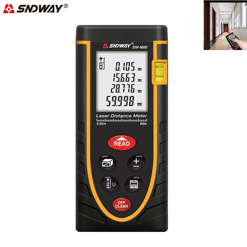 Лазерный дальномер SNDWAY 60 м цифровой лазерный измеритель площади/объема