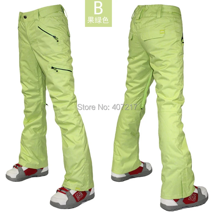 Женские лыжные штаны Gsou Snow розовые желто зеленые водонепроницаемые 10 к|pink ski