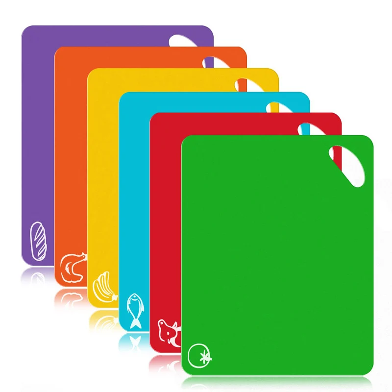 Недавно 6 шт. Гибкая Пластик разделочная доска набор ковриков Цветной Кухня