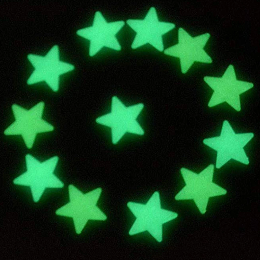 100Pcs 3cm Star Luminous Fluorescent Wall Stickers Home Kid Room Decoration | Дом и сад