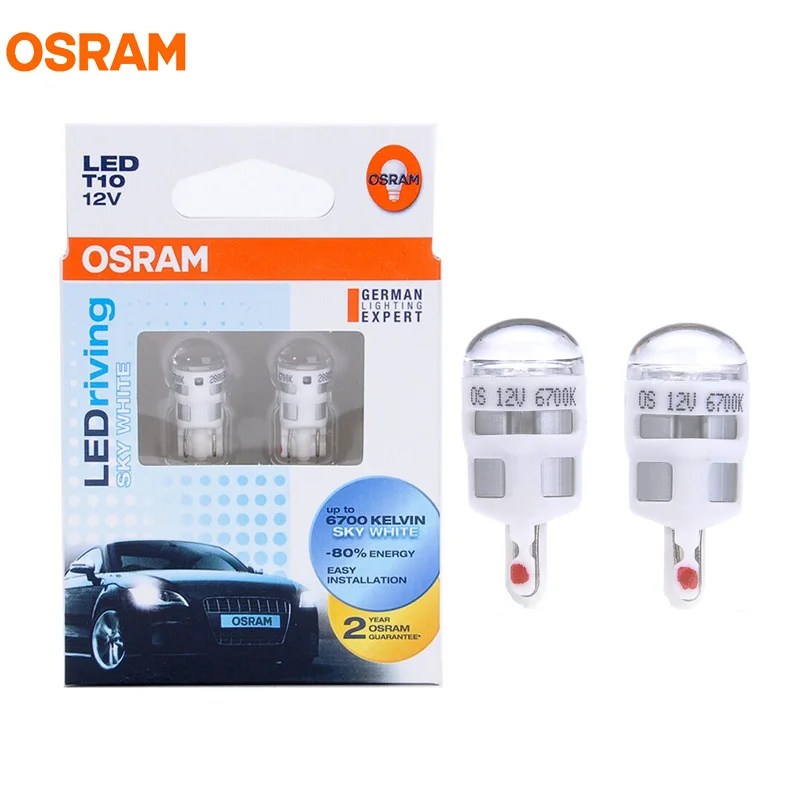 OSRAM T10 светодиодный 2880SW 6700K W5W riving Стандартный небесно белый Автомобильные Боковые