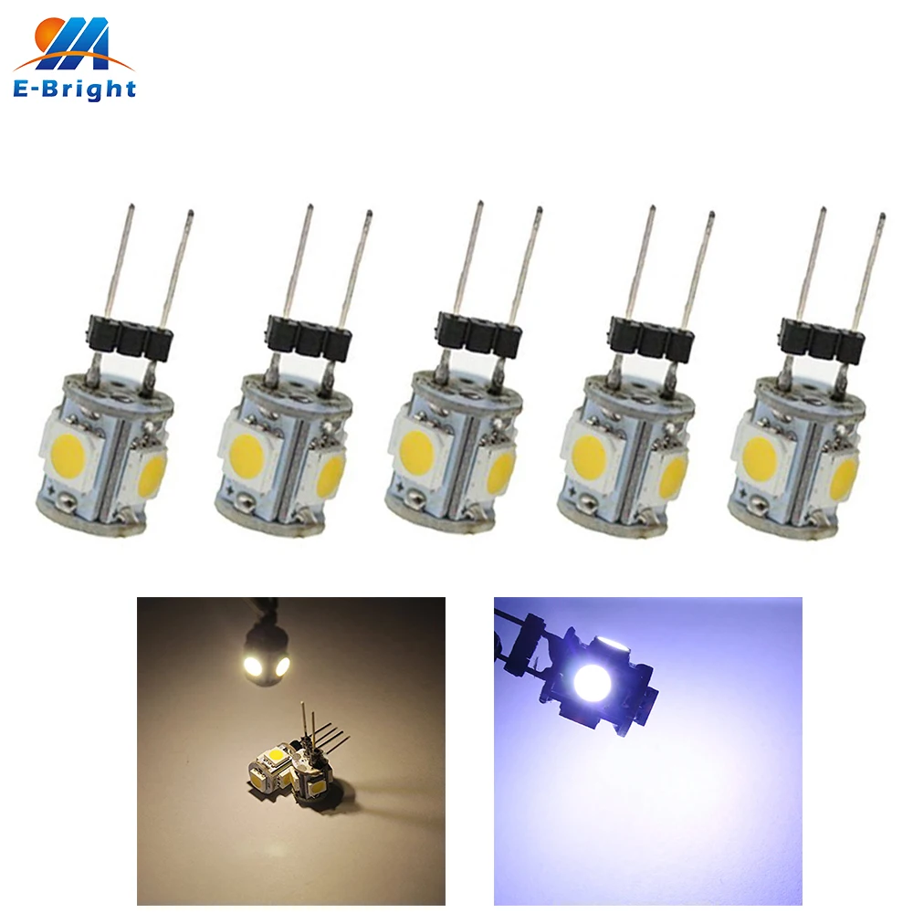 10 шт. DC12V G4 5050 5 SMD СВЕТОДИОДНЫЙ 60Lm бесполярности светодиодный лампы автомобиля