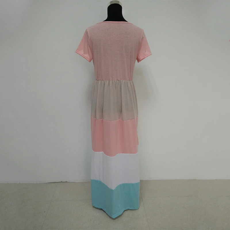 Лето мать дочь Подходящее платье большой полосатый Рубашка с короткими рукавами