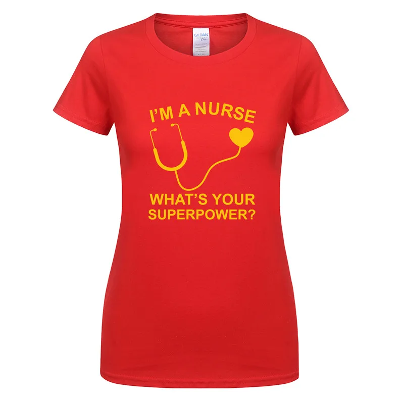 Женская футболка с короткими рукавами надписью I'm Nurse What is Your Superpower|Футболки| |