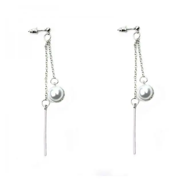 ea510 Fashion Bohemian earrings imitation pearl earring Double layer tassel Chain Geometric circle Female charm jewelry | Украшения и