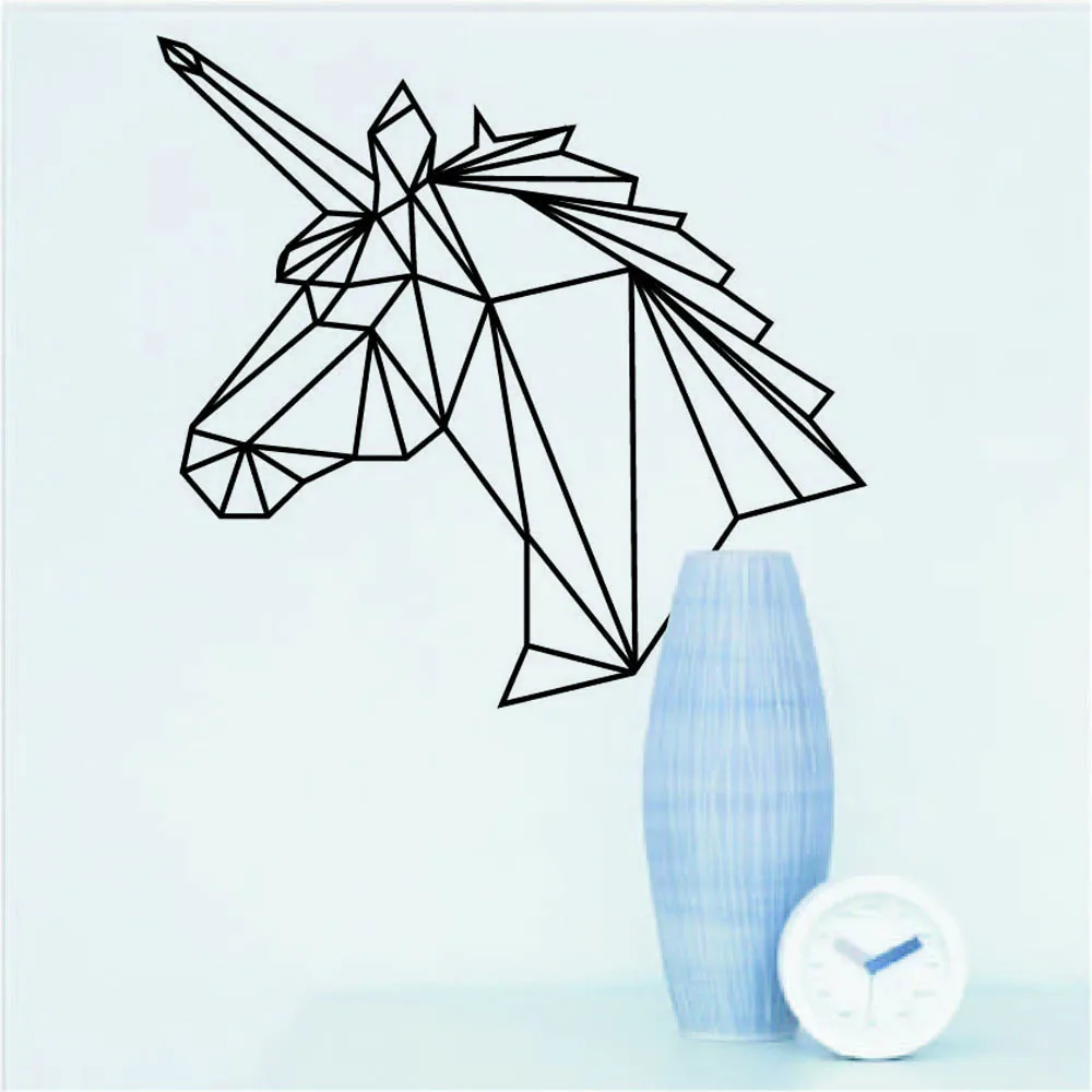 Наклейка на стену в форме единорога для гостиной спальни Настенный декор Голова