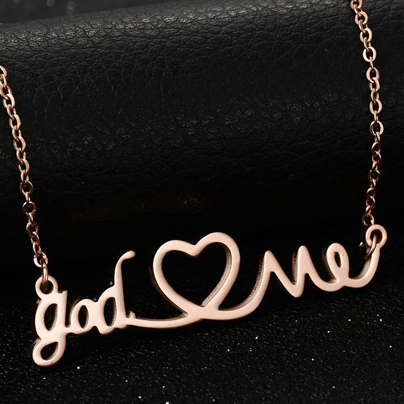 Женское Ожерелье с монограммой Uzone God Love Me золотое ожерелье из нержавеющей стали