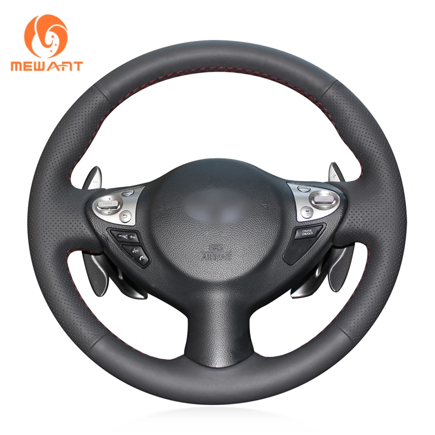 MEWANT черный кожаный чехол на руль для Infiniti FX FX35 FX37 FX50 QX70 Nissan Juke Maxima 370Z Sentra SV|leather steering