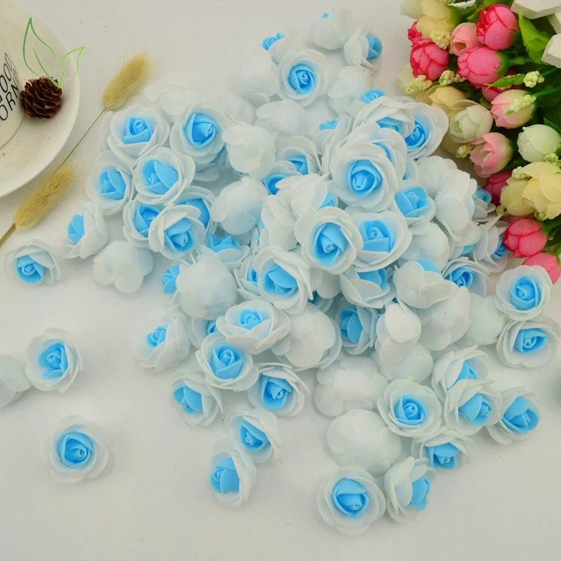6 blue 50 шт пенный искусственный цветок pe розы голова Искусственные цветы Дешевые Свадебные украшения для скрапбукинга Подарочная коробка diy ВЕНОК Многофункциональный - Цвет: 6 blue