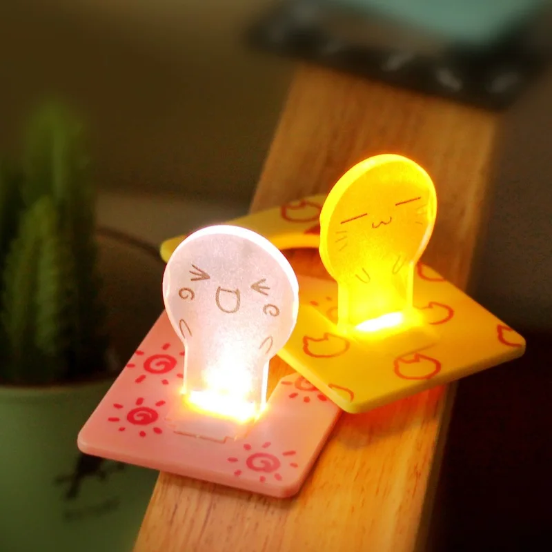 

New Design Portable Hot Sale Cute Portable Pocket Fold switch LED Card Night Lamp Put In Purse Wallet Convenient Light