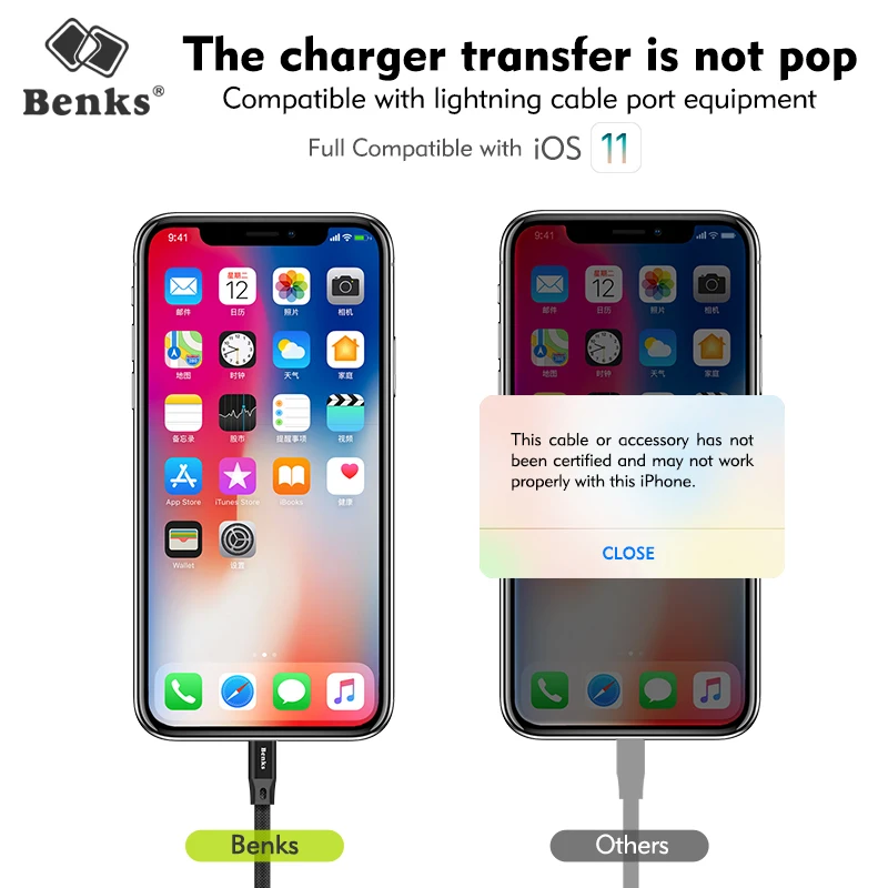 Benks 8 контактный usb кабель для iPhone 5 6 6s 7 X Xr Xs Max Data Sync 2A быстрое зарядное устройство