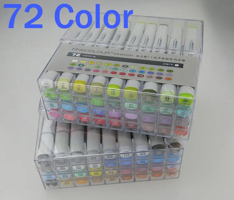 Finecolour Sketch 72 Colors Set Artist Brushwork Marker Pen Stand Box FR400 F72 | Канцтовары для офиса и дома