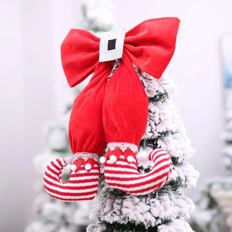 ChristmasTree Топ украшения плюшевый эльф сапоги с бантом висит для Новый год PartyScenes