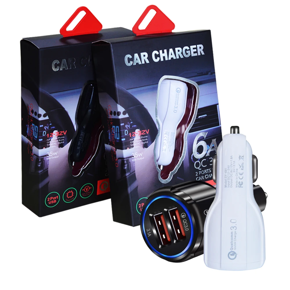 A.S Quick Charge 3.0 USB Charger Fast Car Kit for iPhone X 6 6s 7 8 Plus Samsung Galaxy S8 S7 Edge Mobile Phone Chargers | Мобильные