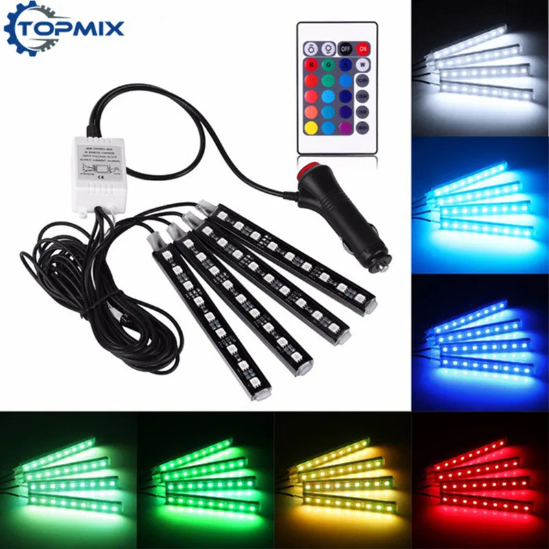 4x9 светодиодный RGB автомобилей Атмосфера Огни украшение лампы 12v Авто Подсветка