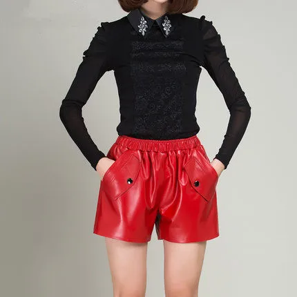 

2019 Leather Shorts Women Sheepskin Shorts KS3