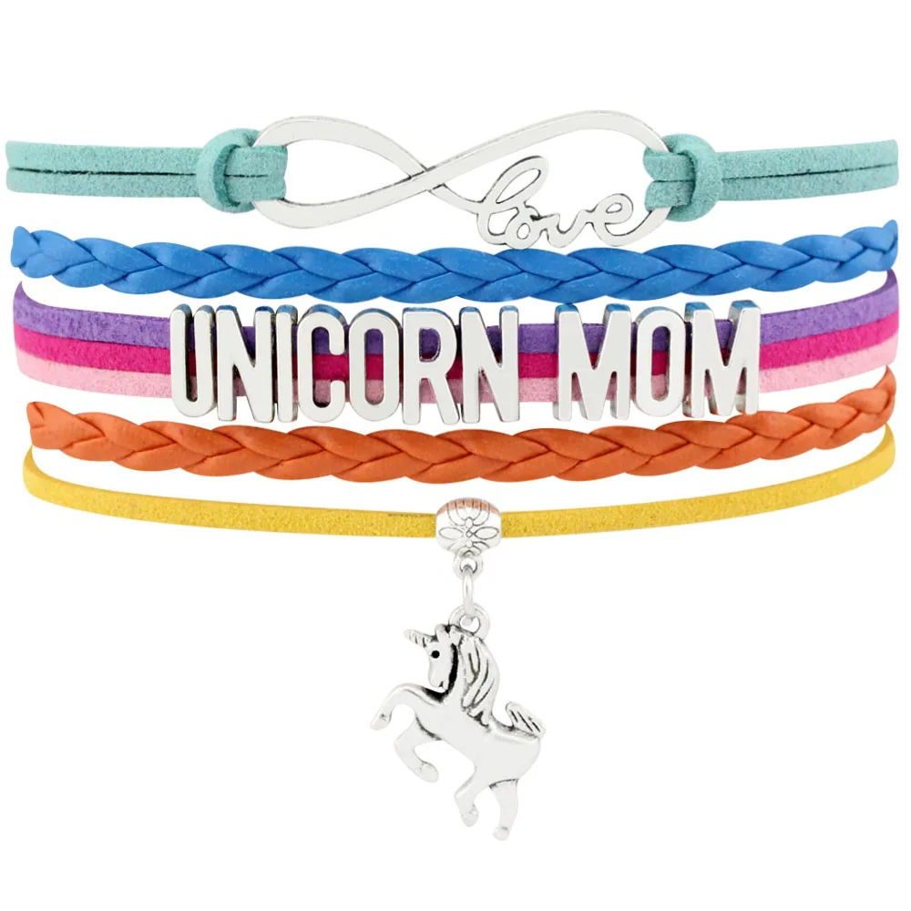 Браслеты и браслеты Infinity Love UNICORN с шармом мамы единорога из кожи на Рождество ювелирных изделий День рождения подарок.