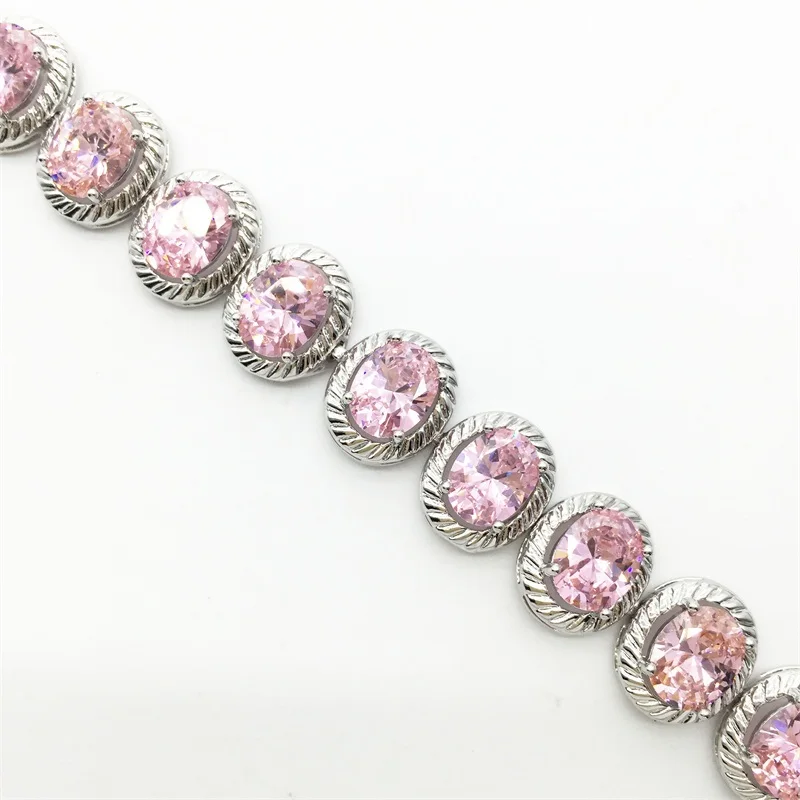 Классические браслеты из розового камня белого цвета серебряные для женщин