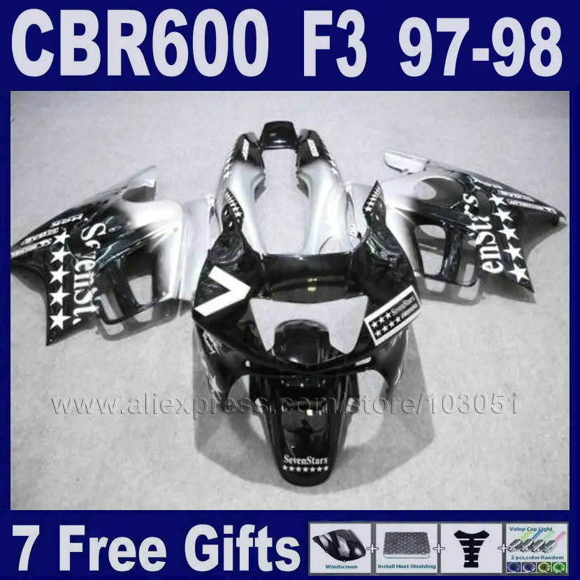 Белые комплекты обтекателей для Honda 1998 CBR600 F3 1997 CBR 600 97 98 черные обтекатели