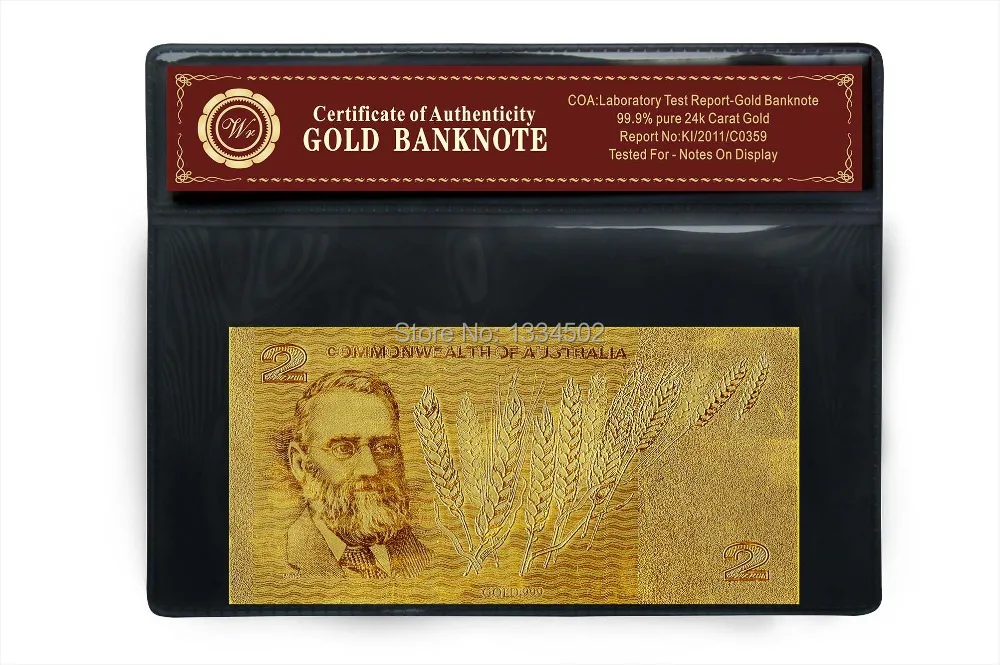 Позолоченная банкнота в подарок старая AUD2 фунта стандартный лист из золотой