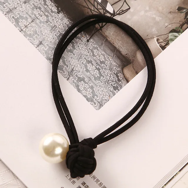 5pcs black 5 шт. Модные ручной работы завязанные жемчугом эластичные резиновые ленты Головные уборы для женщин и девочек конский хвост держатель резинка для волос новые аксессуары для волос - Цвет: 5pcs black