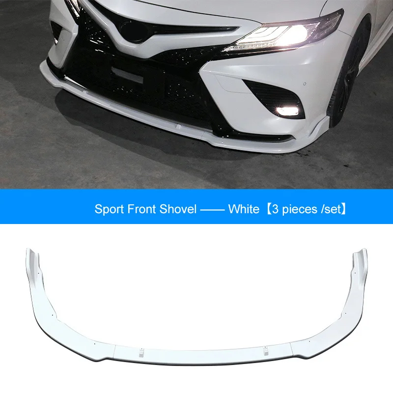 White QHCP 3 шт. PP пластиковые автомобильные накладки на передний бампер для губ декоративная Защитная Накладка для Toyota Camry спортивная версия - Название цвета: White