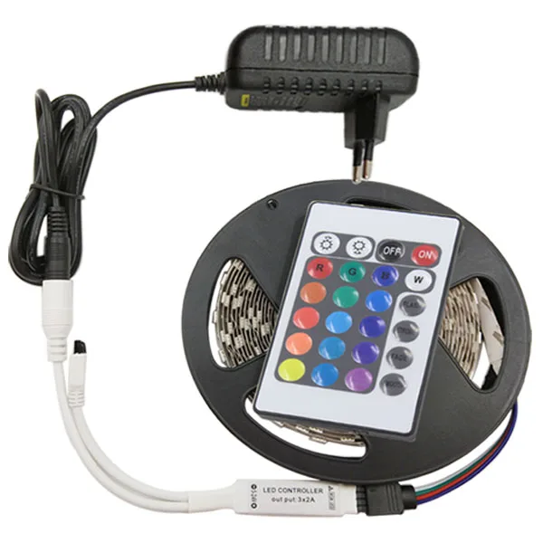 5 м 10 м Светодиодная лента SMD 2835 RGB Wamr белый синий светодиодный светильник гибкая лента полоса DC 12 В RGB Диодная лента с ИК-контроллером адаптер