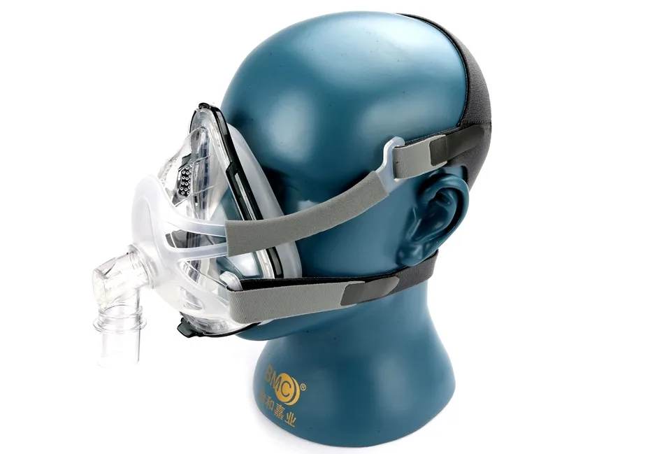 BMC F1A Full Face Mask Рото-носовая маска подходит CPAP аппарату для терапии ХОБЛ храпа с размер SML подключается к лице трубкеи держатели