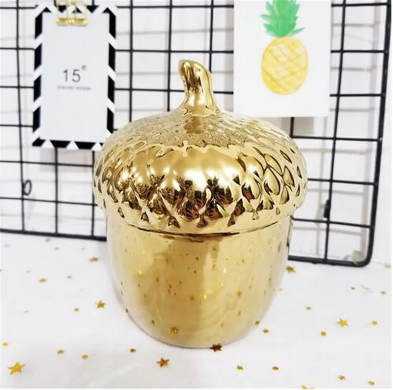 Gold Датский дизайн керамическая креативная банка для хранения, Pinecone керамическая коробка для хранения ювелирных изделий позолоченные рождественские подарки на год - Цвет: Gold