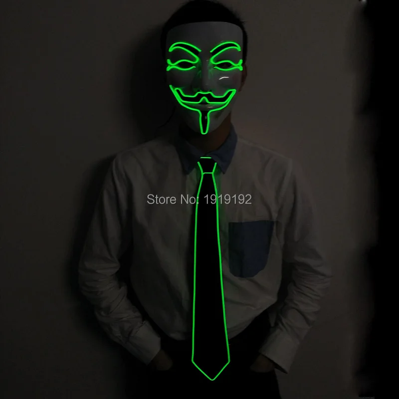 Creative Glow Party Supplies Set V for Vendetta Mask + EL Tie Bow Scary Halloween led Nightclub DJ Decoration | Дом и сад