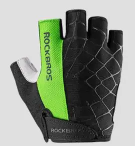 ROCKBROS перчатки для велоспорта, велосипедные перчатки с коротким пальцами, противоударные дышащие перчатки для горного велосипеда, мужские и женские спортивные перчатки для велоспорта - Цвет: green