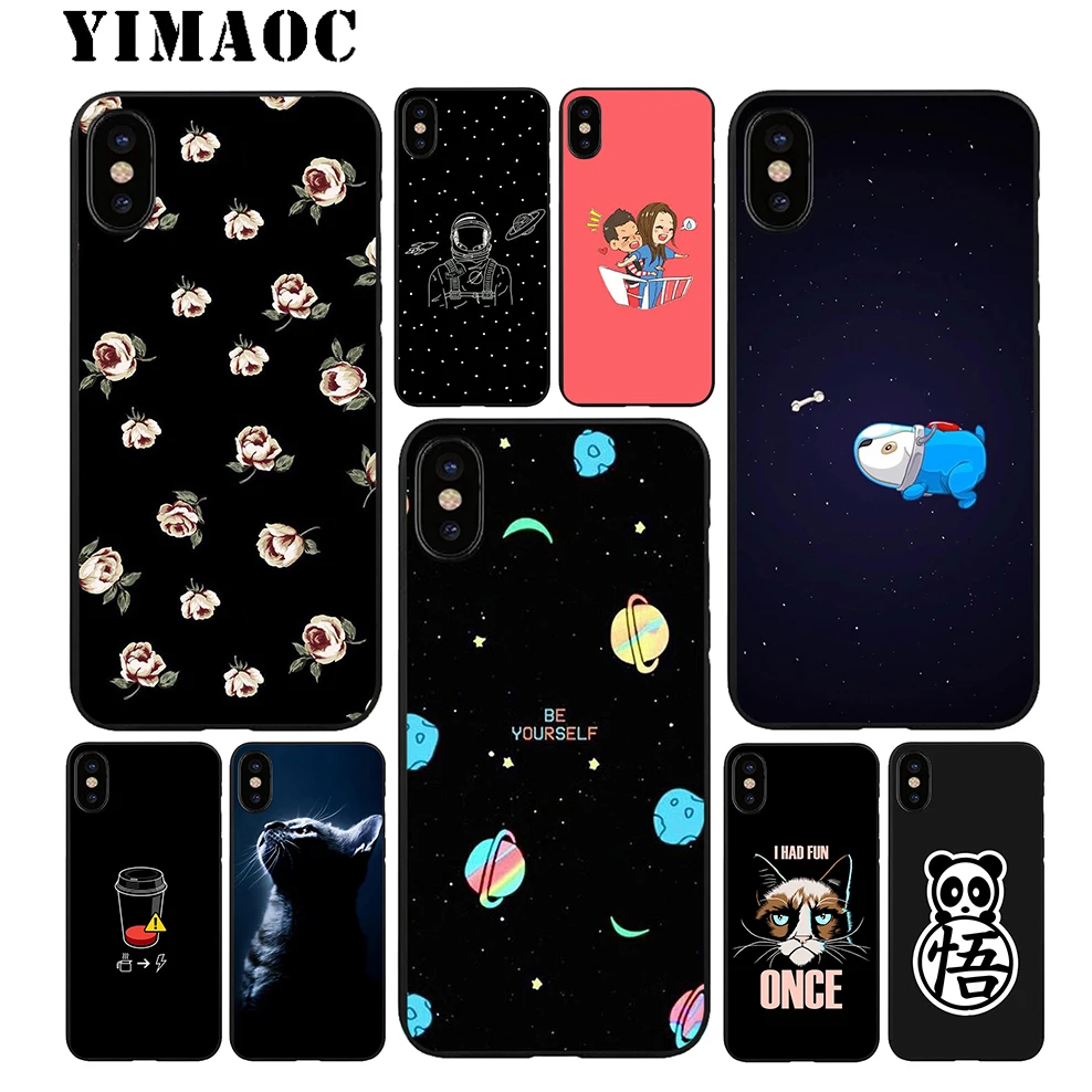 YIMAOC милый чехол с пандой из мягкого ТПУ черного силикона для IPhone X или 10 8 7 6 6S Plus 5 5S