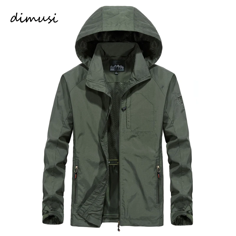 

DIMUSI Autumn Men's Thin Jacket Male Casual Overcoat Army Tactics Windbreaker Jacket Mens Waterproof Breathable Hooded 6XL,TA205