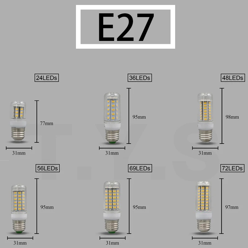 Светодиодные лампы Bombillas E27 светодиодные для дома 220 В 20 Вт 15 13 12 8 Кукурузные Para El