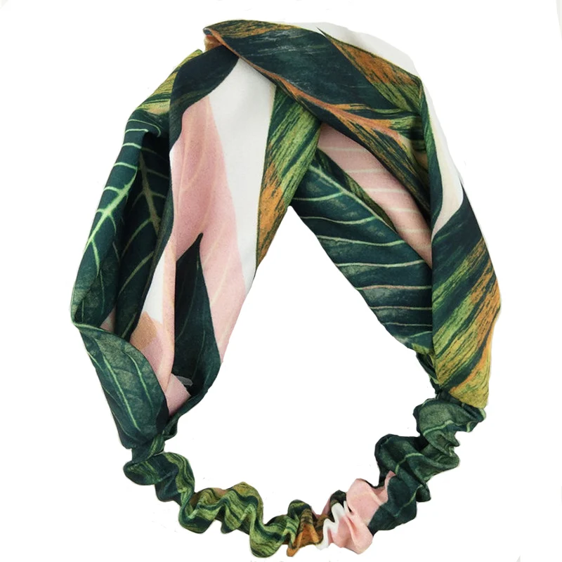 Скрещенные эластичные турбаны для отпуска девочек спортивные Растительные