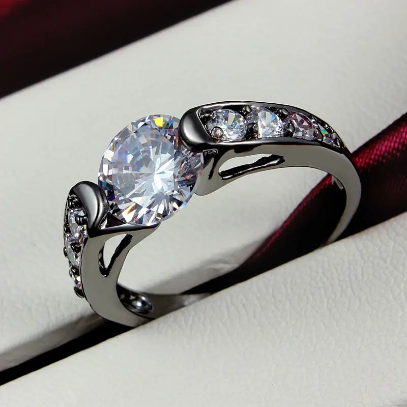 Korea Style Guaranteed 100% New Amazing Casual Black Ring with 3A Zircon Wedding Engagement Women | Украшения и аксессуары