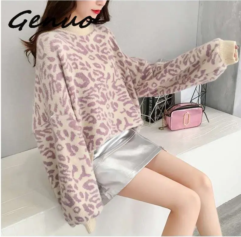 

Genuo New 2019 New Turtleneck Long Sleeve Women Sweater Solid Sueter Mujer Loose Casual Sweaters Korean Female Pullovers