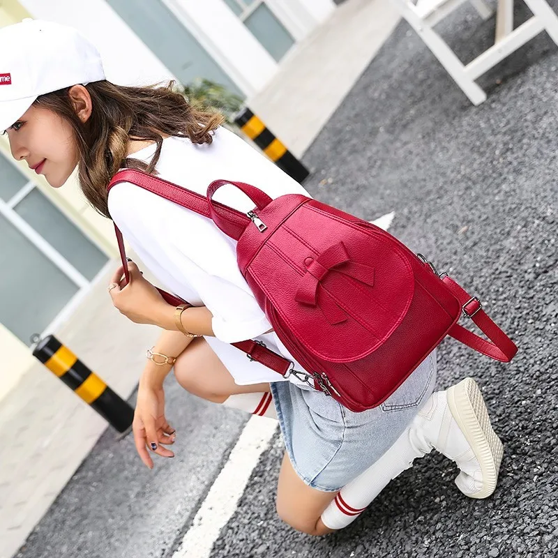 Женские кожаные рюкзаки для девочек-подростков Mochilas школьная сумка высокого качества Женский рюкзак в консервативном стиле Одноцветный рюкзак для девочек