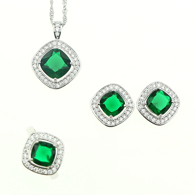 Женский комплект из колье серёг и кольца серебра 925 пробы|jewelry sets for women|silver jewelry