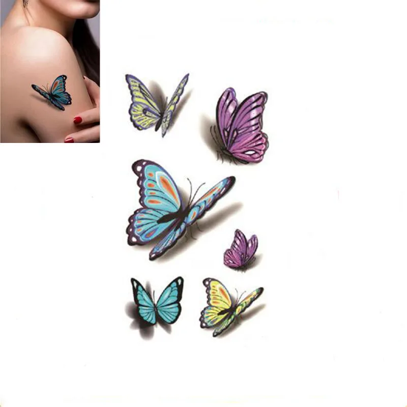 Bittb 5PC Butterfly Pattern Waterproof Temporary Tattoos Body Art Sticker Fake Tattoo Paste Foil Beauty Paper | Красота и здоровье