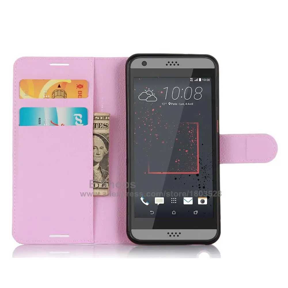 530 чехол для htc 530 Чехол С Откидывающейся Крышкой из зернистой узор кошельки с отделениями для карт и подставкой в виде чехол личи шаблон Кожаный чехол-портмоне с откидной крышкой черный D530 htc 530 чехлы на сиденья