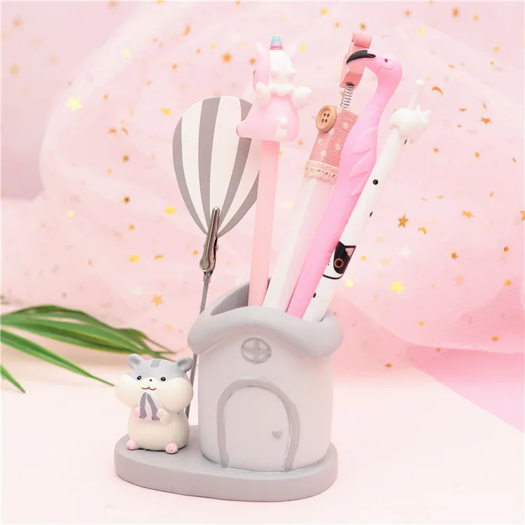 Креативный держатель для карандашей с клипсой из смолы Kawaii настольный