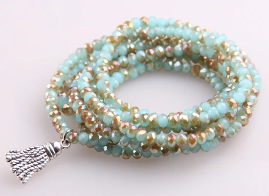 Бесплатная доставка 5 нитей кристалл с бусинами Кисточками из сплава