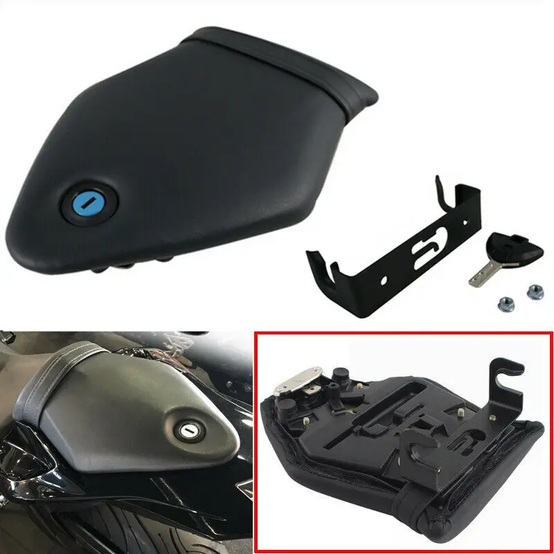 

Black Motorcycle Leather Passenger Rear Seat Cushion Pillion Pad with Lock For Bmw S1000RR S1000 RR 2015 2016 2017 2018 2019