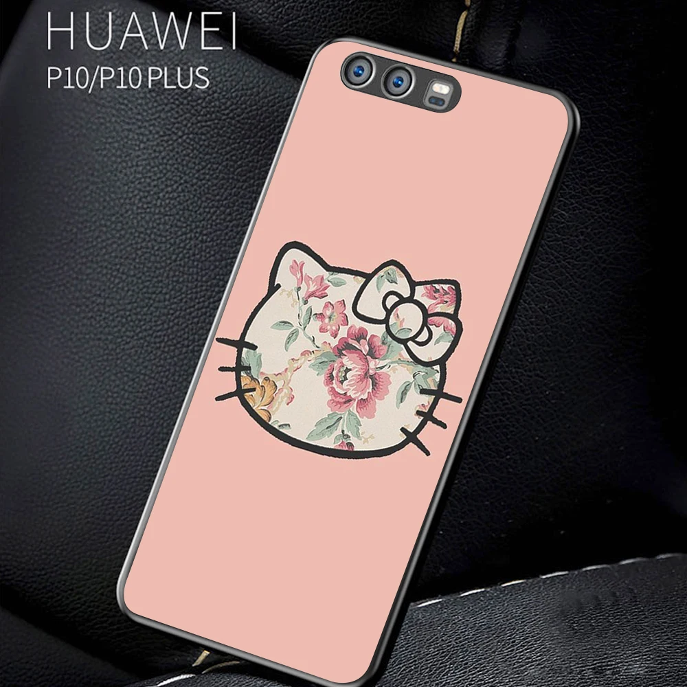Черный чехол для телефона из ТПУ для huawei P20, чехол с рисунком hello kitty для huawei P20 lite mate 10 Lite, роскошный чехол - Цвет: K0700309