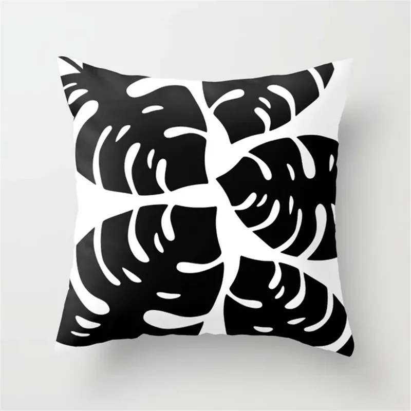 Cushion Covers05 Мягкий Летний чехол для подушки с изображением тропических джунглей и растений пальмовых листьев, чехол для подушки с черно-белым геометрическим узором, домашний декор - Цвет: Cushion Covers05