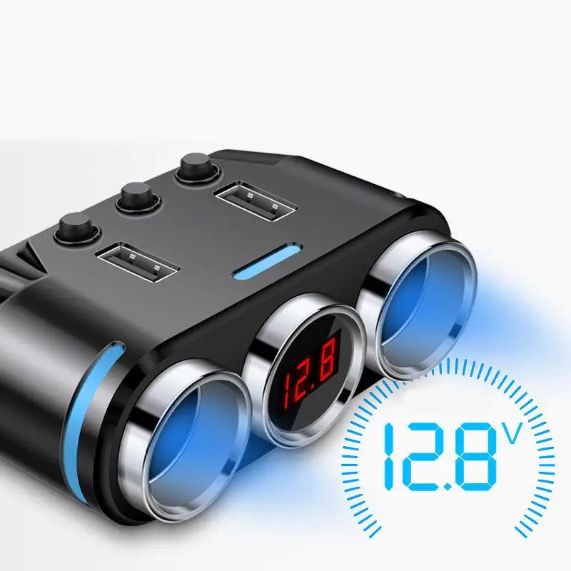 12 V-24 V розетка для автомобильного прикуривателя сплиттер светодиодный USB Зарядное устройство адаптер 3.1A 100W обнаружения для телефона MP3 DVR аксессуары