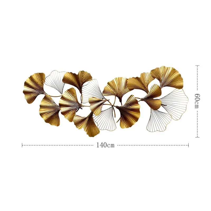 Светло-желтый Новая китайская стена из кованого железа Ginkgo Biloba ремесла креативный настенный диван фон Фреска украшения дома аксессуары R629 - Цвет: Светло-желтый